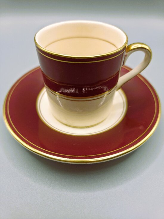 Fondeville Ambassador Other - Vintage Demitasse Set 5 Red Gold Cups & Saucer Fondeville Ambassador England